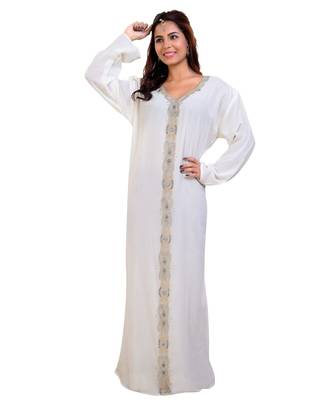 Yellow Georgette Embroidered Zari Work Islamic Kaftan 2