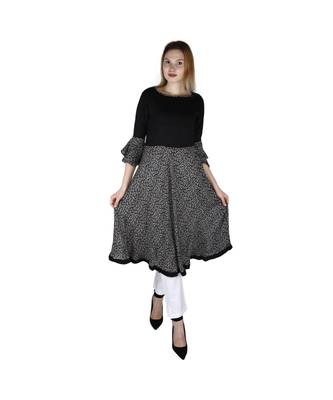 black printed rayon kurti 1