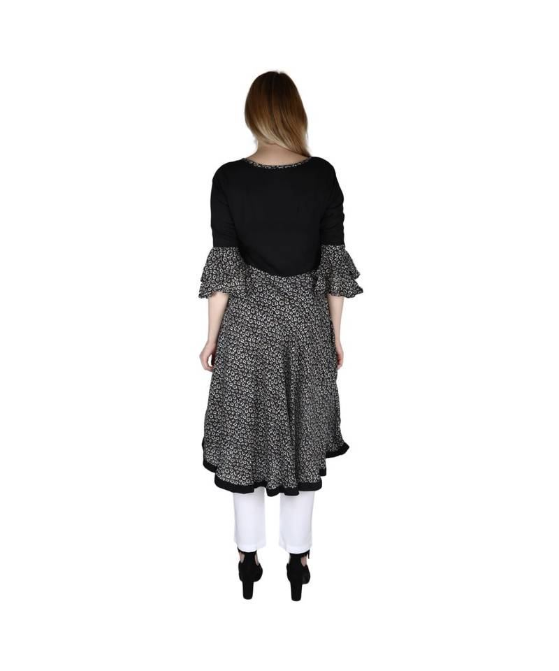 black printed rayon kurti