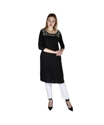 black printed rayon kurti 1