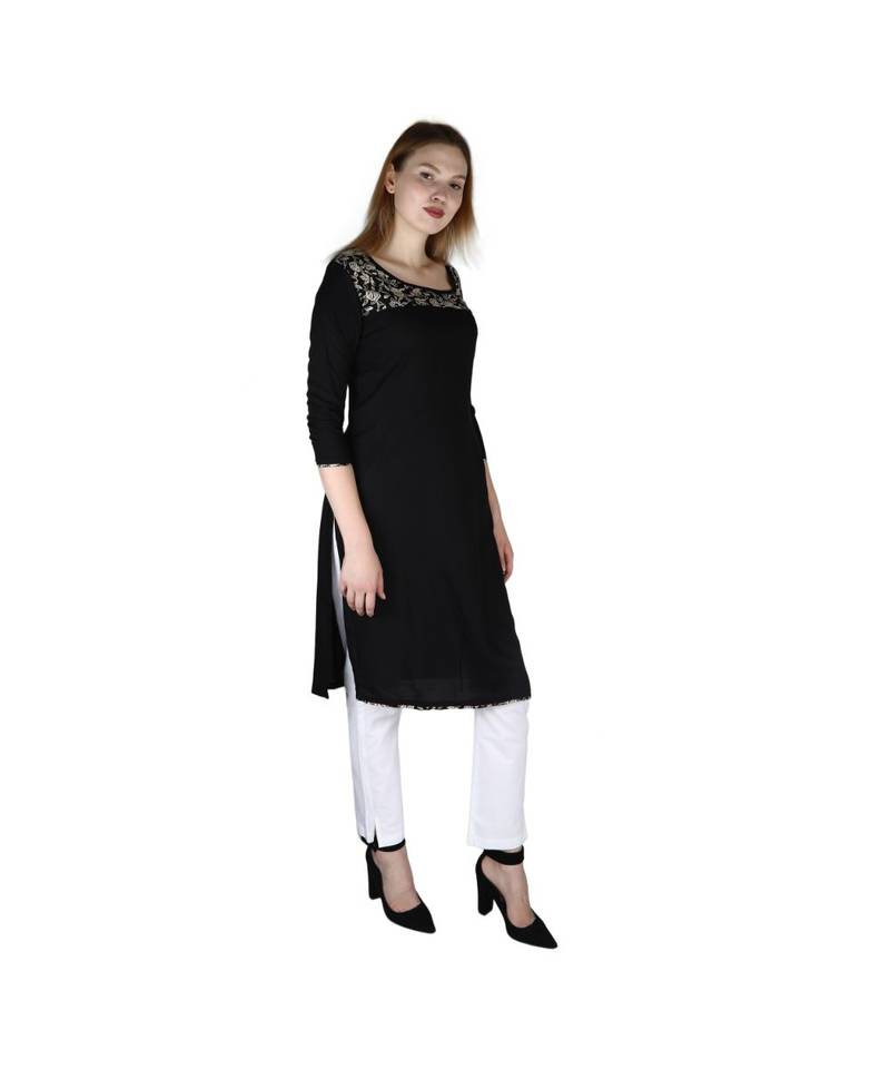 black printed rayon kurti