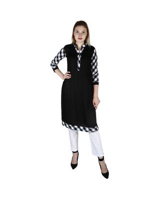 black printed rayon kurti 1