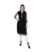 black printed rayon kurti