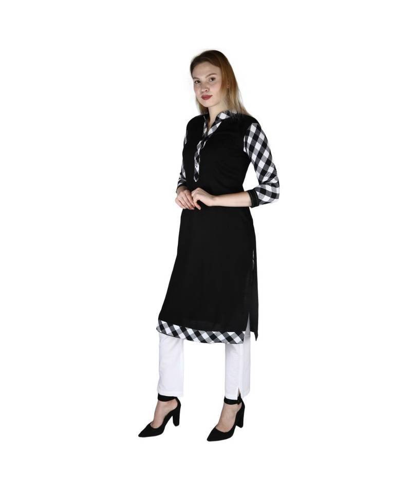 black printed rayon kurti