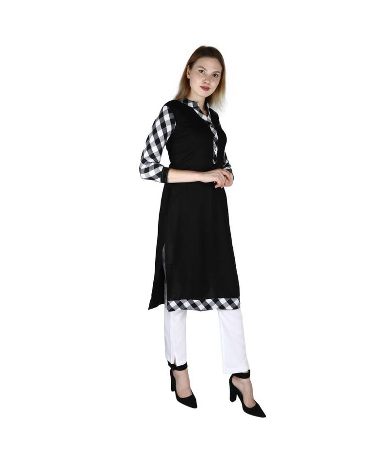 black printed rayon kurti