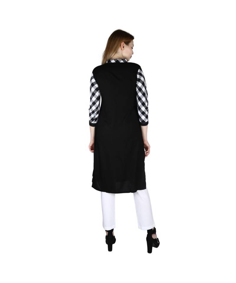black printed rayon kurti