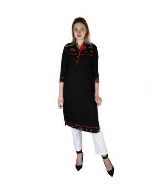 black printed rayon kurti 1