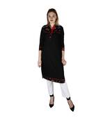 black printed rayon kurti