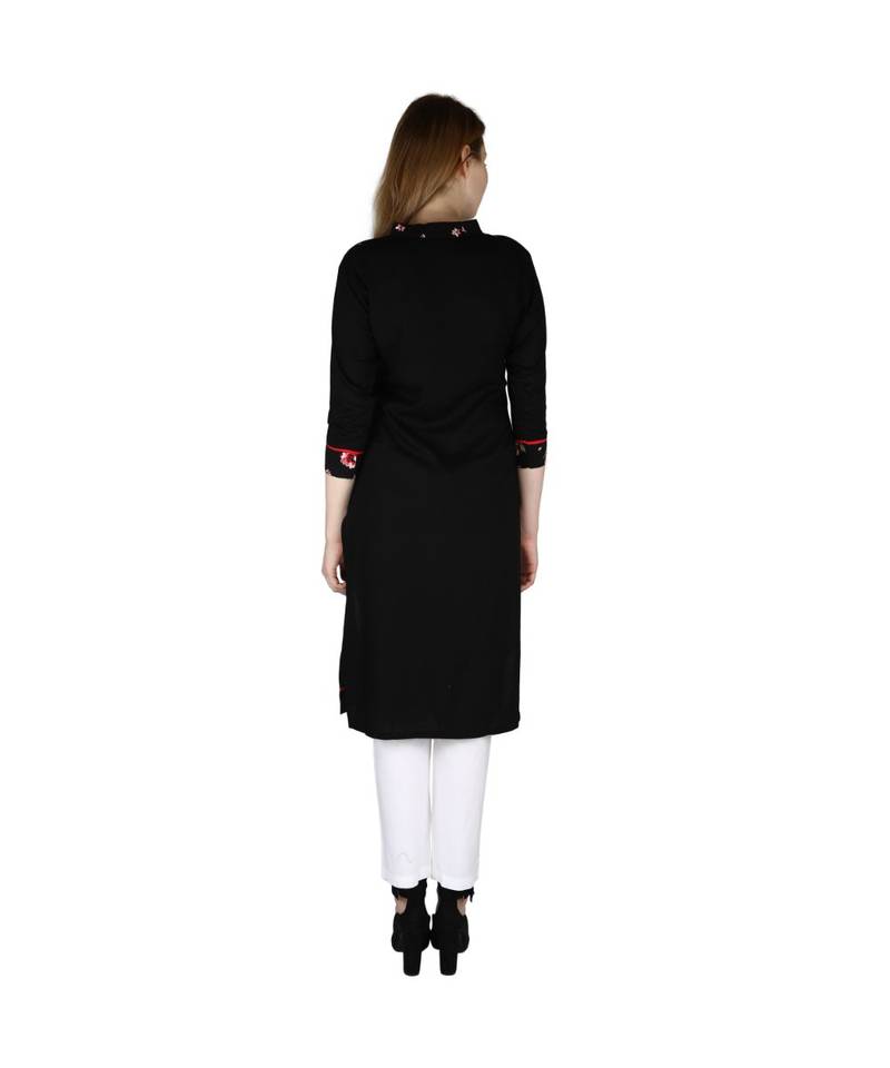 black printed rayon kurti