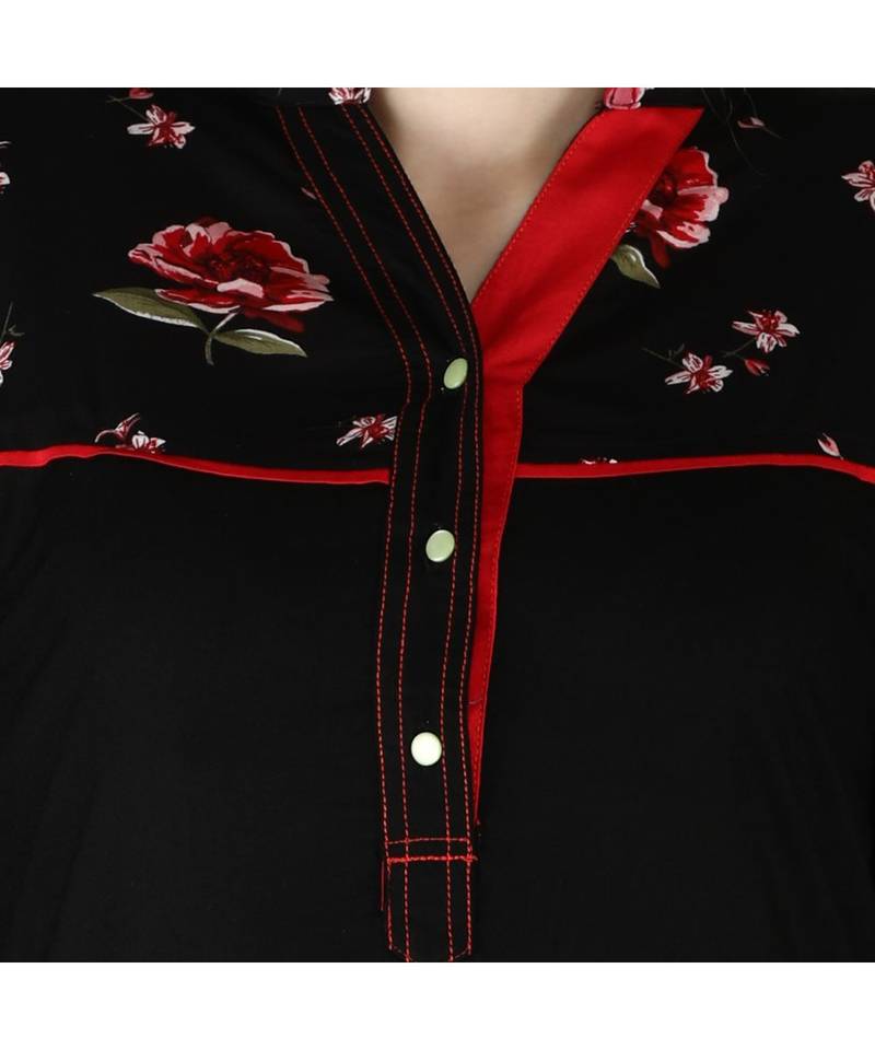 black printed rayon kurti
