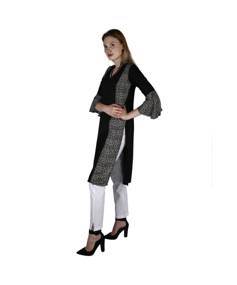 black printed rayon kurti