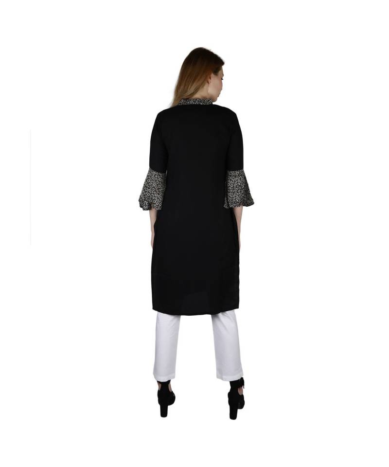 black printed rayon kurti