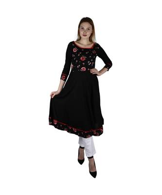 black printed rayon kurti 1