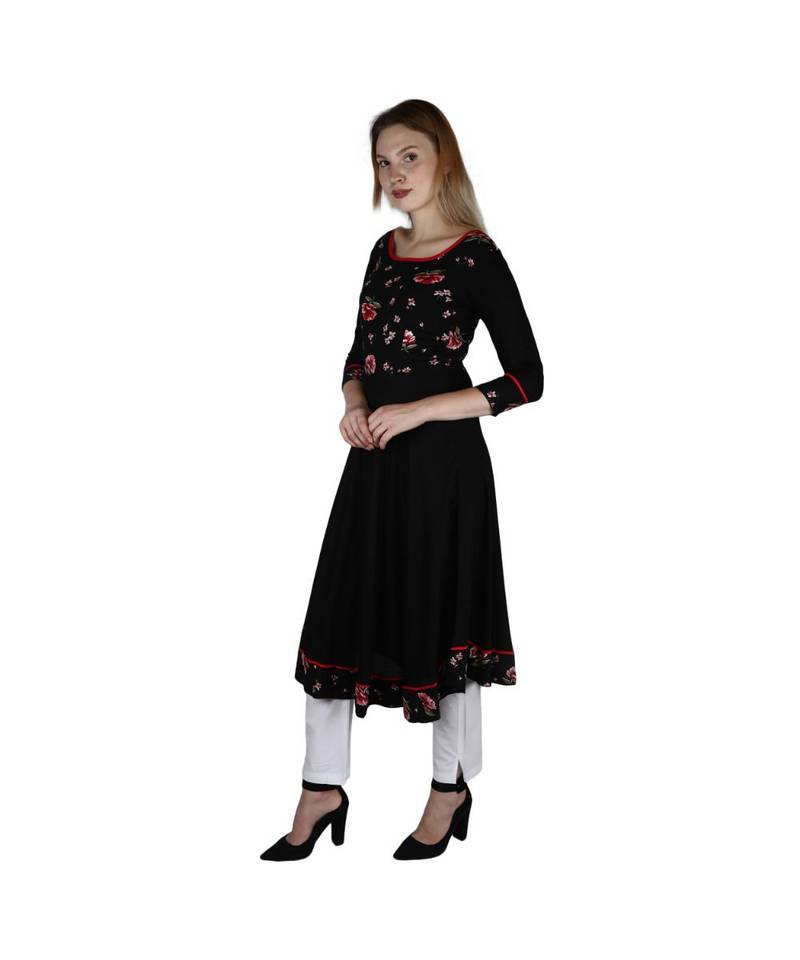 black printed rayon kurti