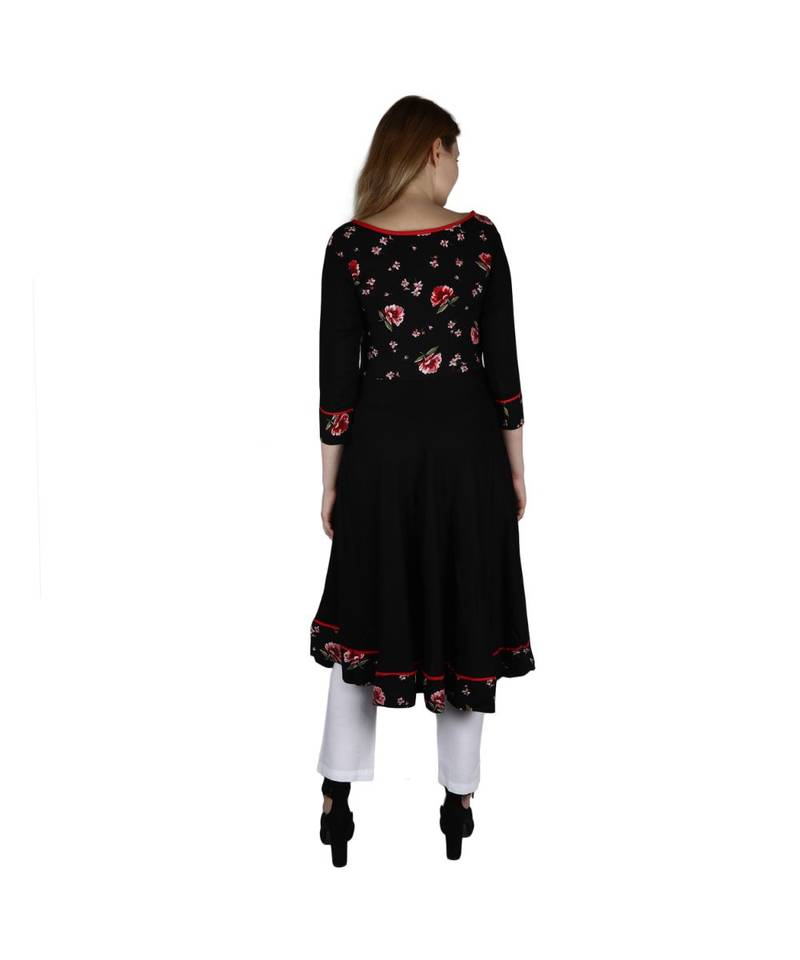 black printed rayon kurti