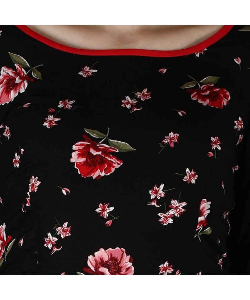 black printed rayon kurti