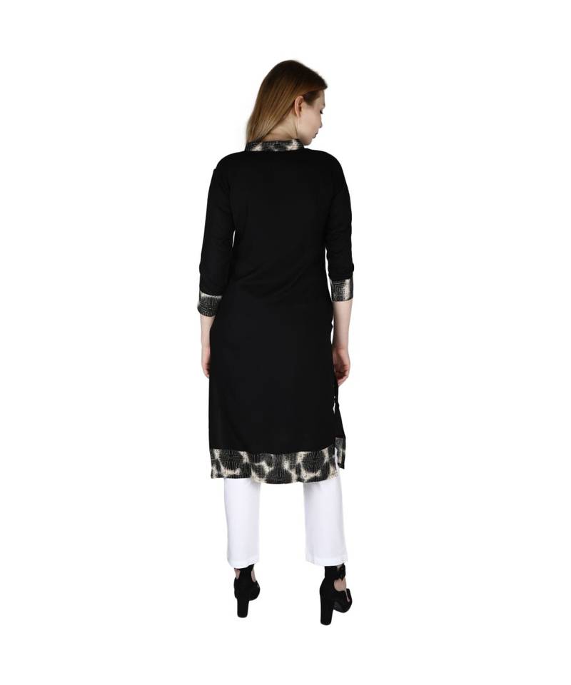 black printed rayon kurti