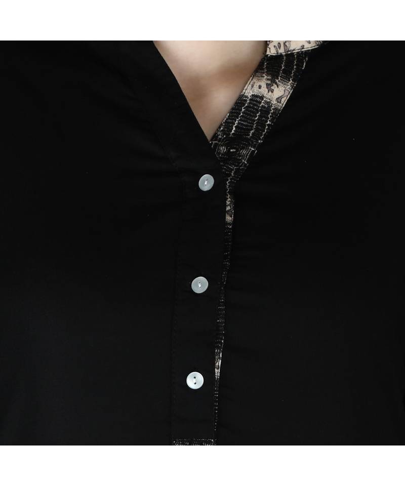 black printed rayon kurti