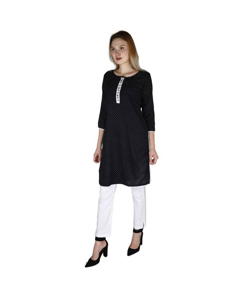 black printed rayon kurti