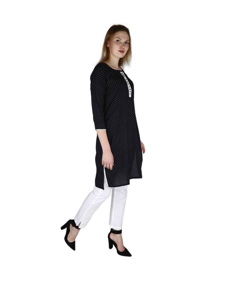 black printed rayon kurti