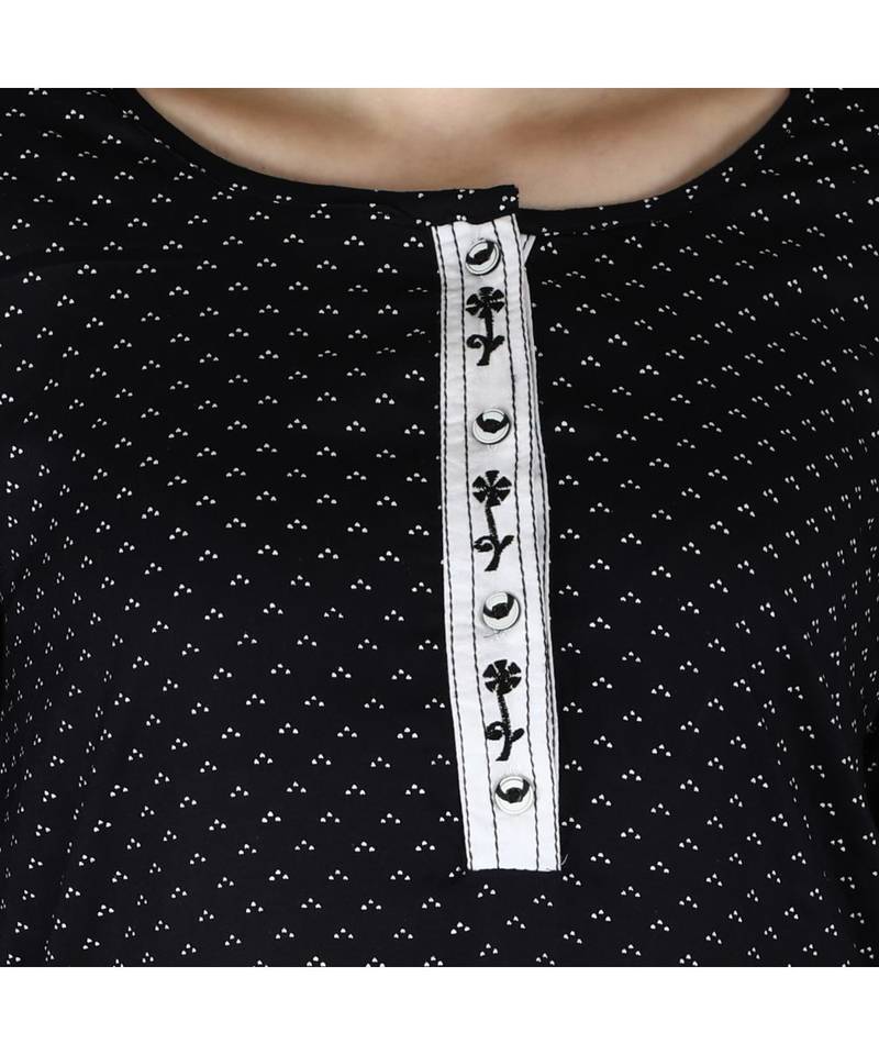 black printed rayon kurti