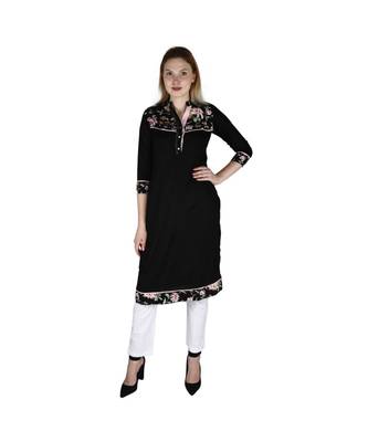 black printed rayon kurti 1