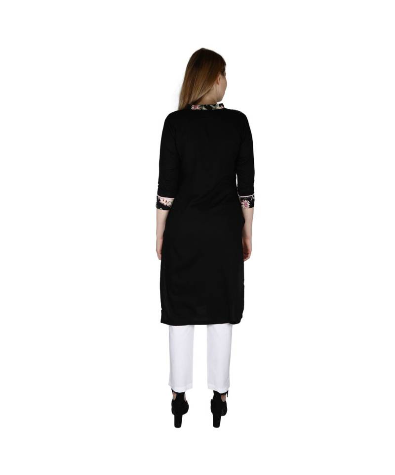 black printed rayon kurti