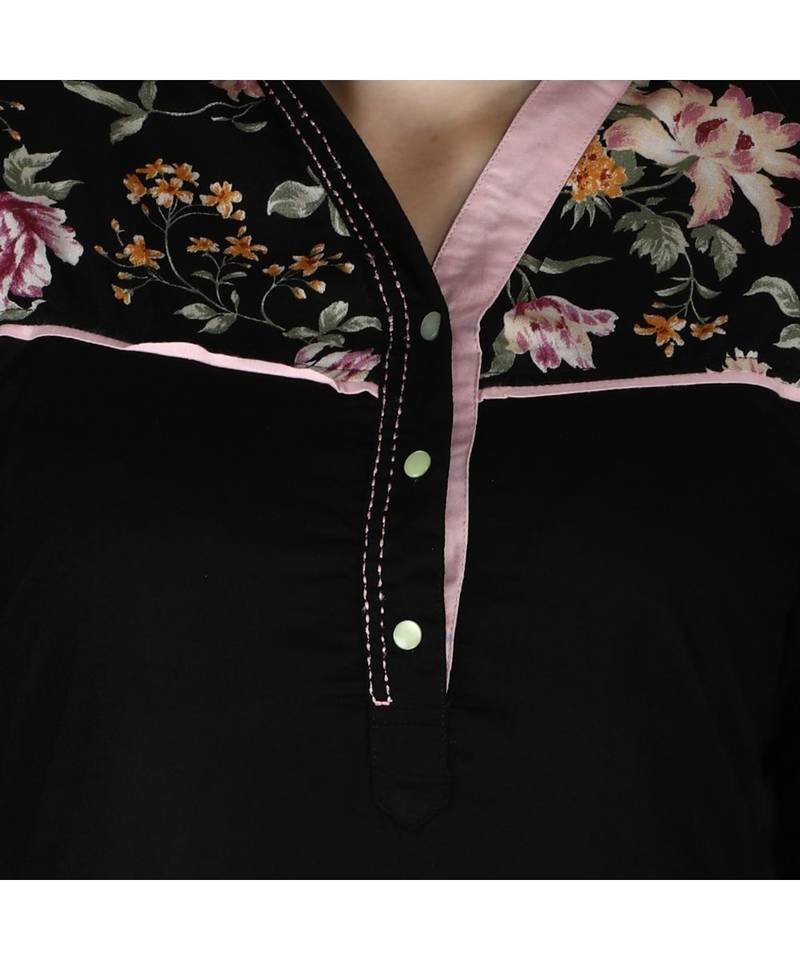 black printed rayon kurti
