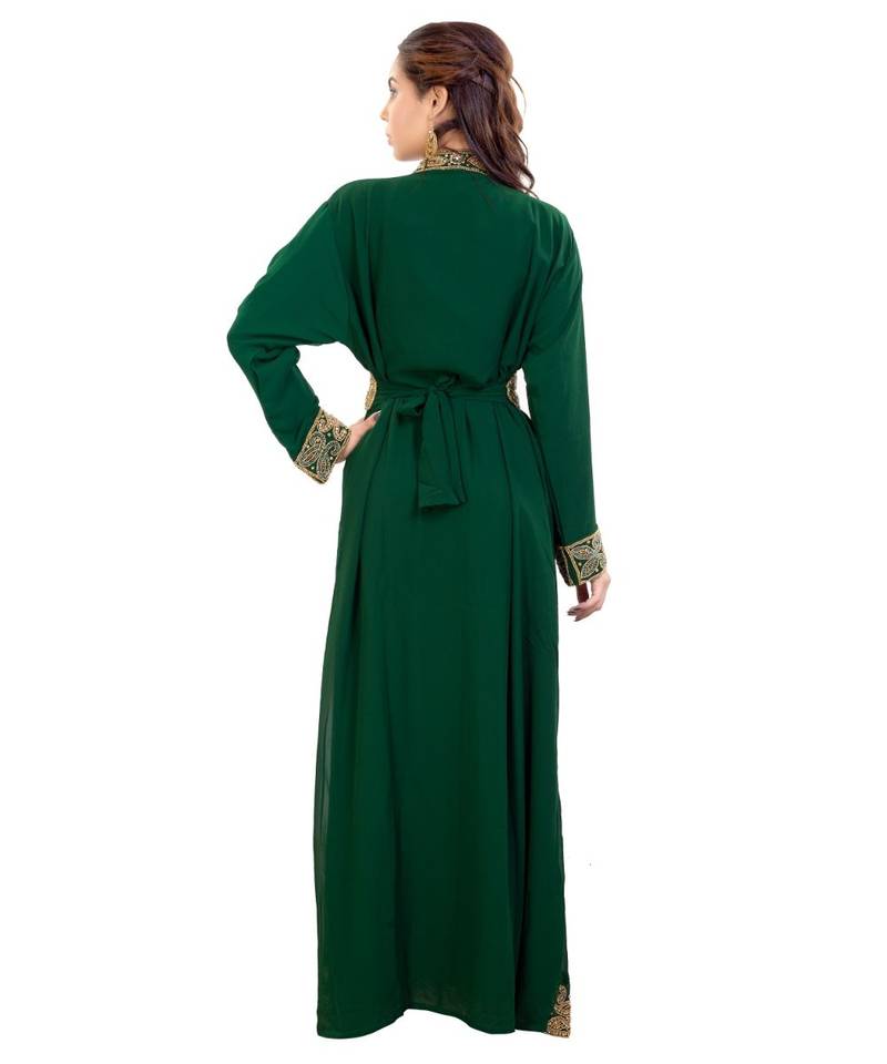Green Georgette Embroidered Zari Work Islamic Kaftan