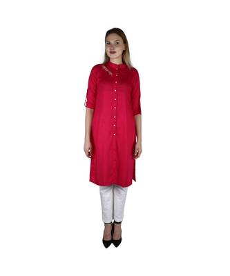 magenta printed rayon kurti 1