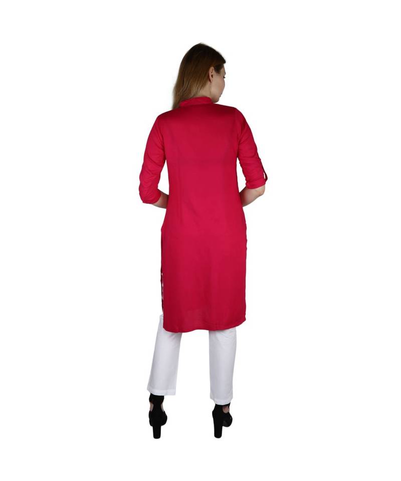 magenta printed rayon kurti
