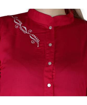 magenta printed rayon kurti 4