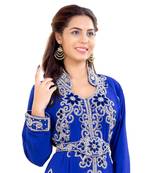 Blue Georgette Embroidered Zari Work Islamic Kaftan