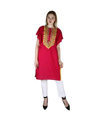 magenta printed rayon kurti 1