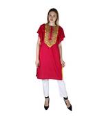 magenta printed rayon kurti