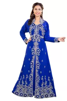 Blue Georgette Embroidered Zari Work Islamic Kaftan