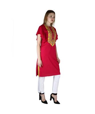 magenta printed rayon kurti 3