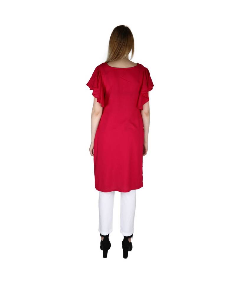 magenta printed rayon kurti
