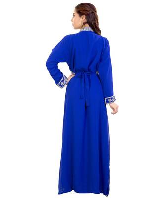 Blue Georgette Embroidered Zari Work Islamic Kaftan 5