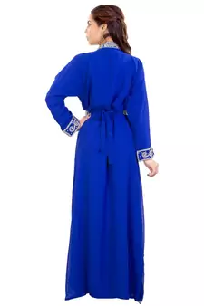Blue Georgette Embroidered Zari Work Islamic Kaftan