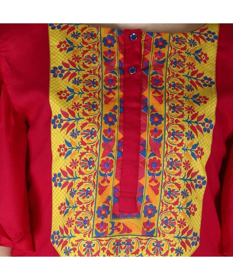 magenta printed rayon kurti