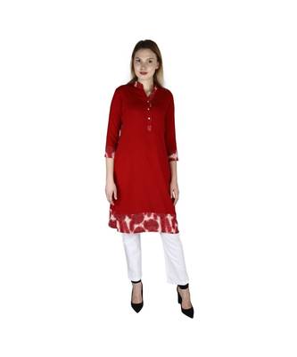 maroon printed rayon kurti 1