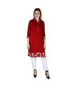 maroon printed rayon kurti