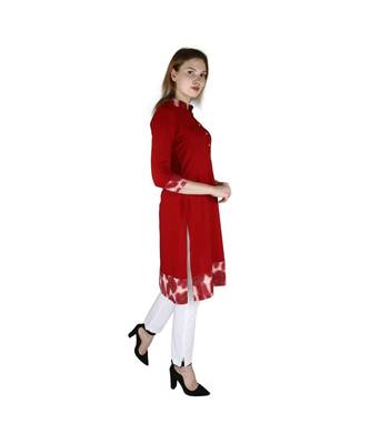 maroon printed rayon kurti 3