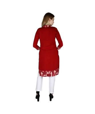 maroon printed rayon kurti 4