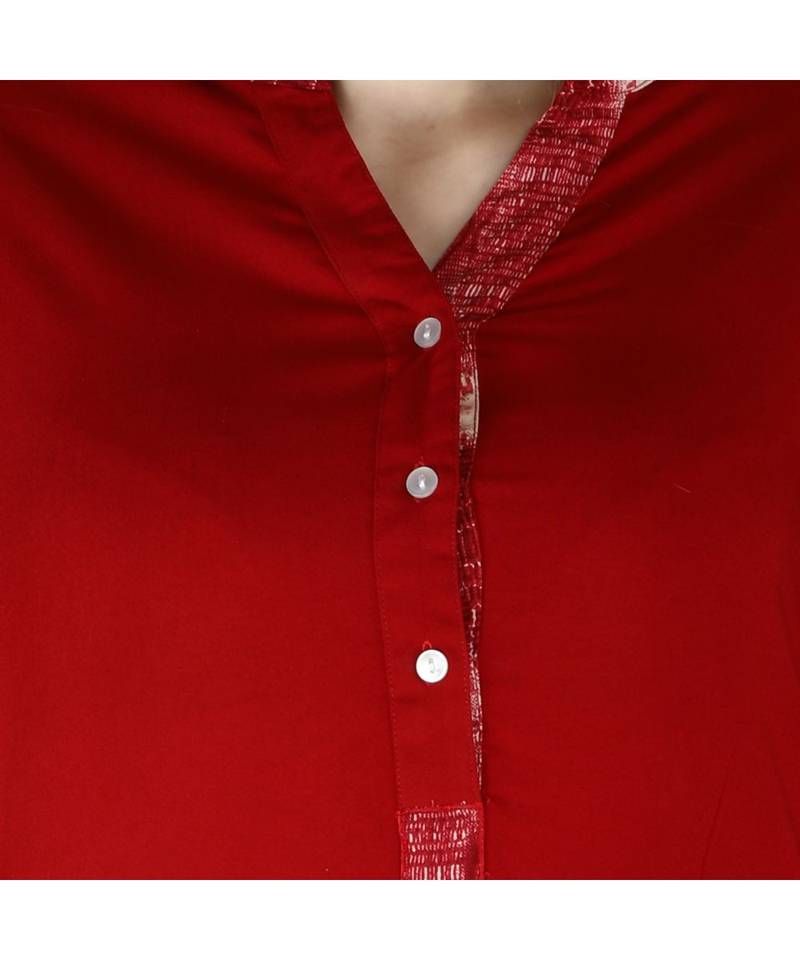 maroon printed rayon kurti