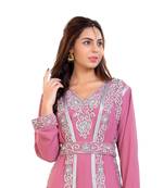 Pink Georgette Embroidered Zari Work Islamic Kaftan