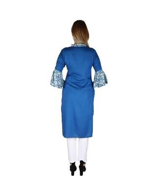 Turquoise printed rayon kurti 4