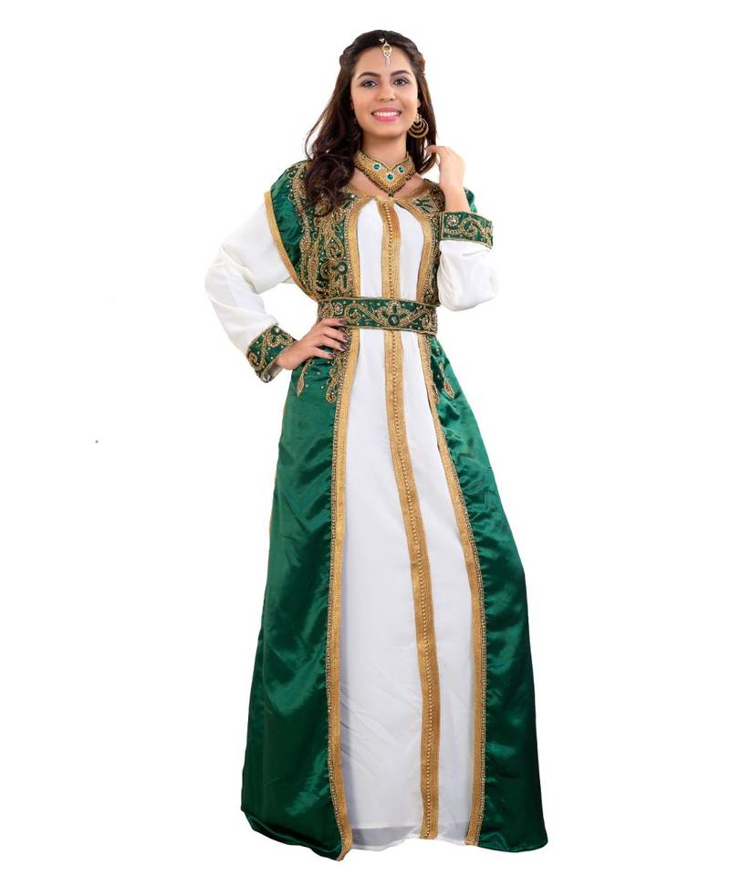 Green Georgette Embroidered Zari Work Islamic Kaftan