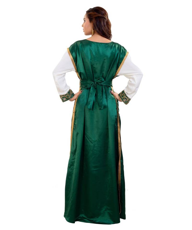 Green Georgette Embroidered Zari Work Islamic Kaftan